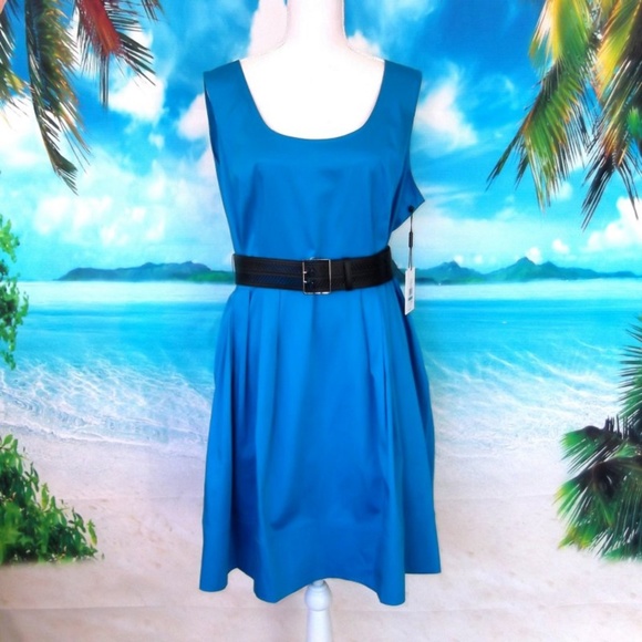 Calvin Klein Dresses & Skirts - NWT Calvin Klein Blue Fit And Flare Dress 16